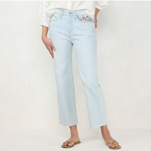 LC Perfect Vintage Super High-Waist Floral Embroidered Jeans - Size 14